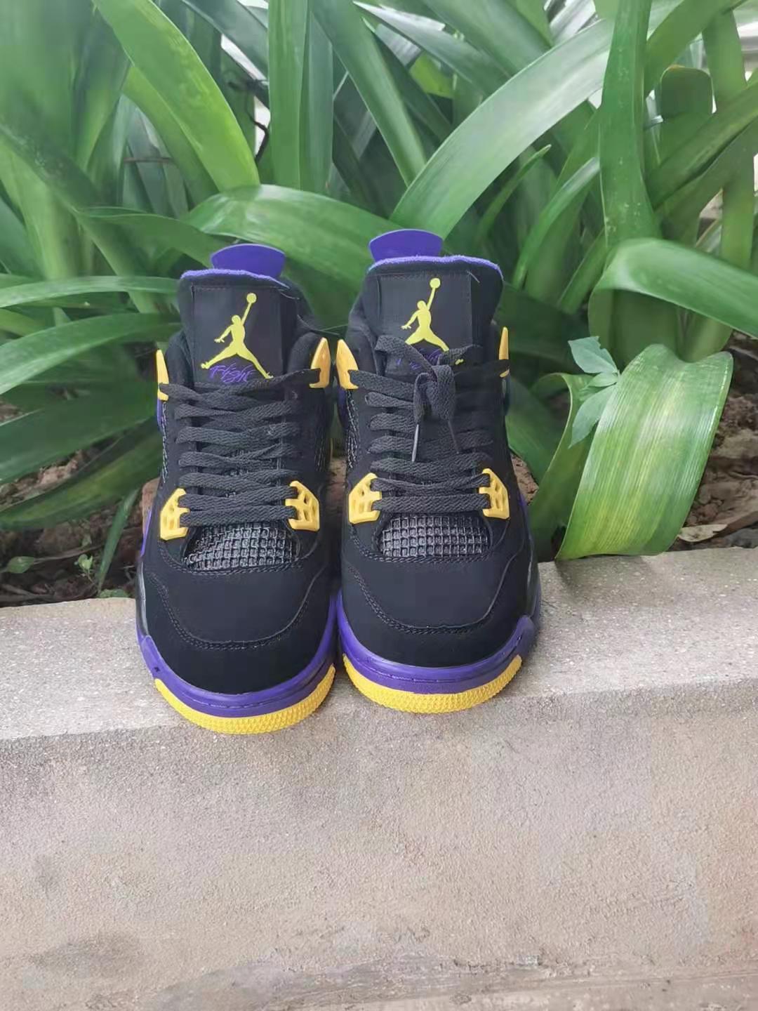 New 2021 Air Jordan 4 Purple Black Yellow Shoes - Click Image to Close